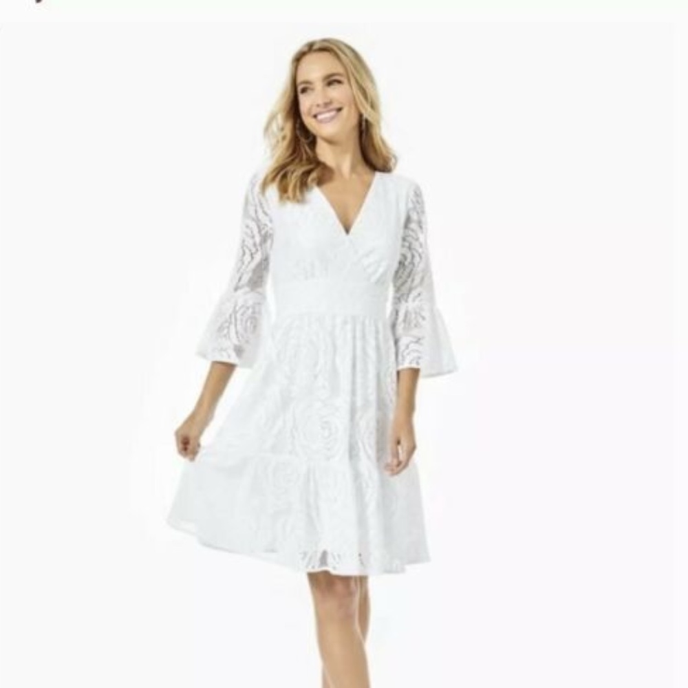 Lilly Pulitzer- NWT- Cecelia Dress- Resort White- Bungalow Blossom Lace- size 14